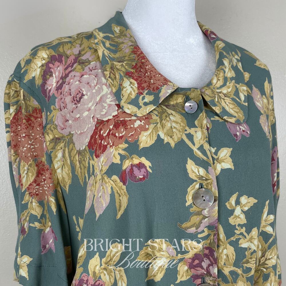 Rare Green Floral Top ALT ASO Phoebe Buffay Friends VTG 90s Made in USA - Picture 9 of 9